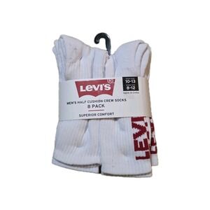 Levi's Mens 8 Crew Socks  Pack Superior Comfort Size 8-12 Sock /10-13  Cushioned